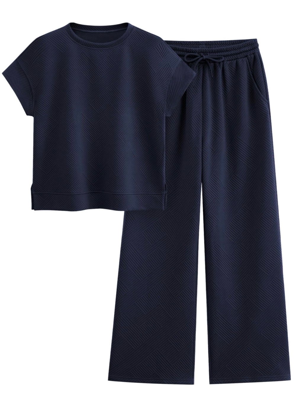 2 Piece Outfit Casual Short Sleeve Tops And Wide Leg Pants Matching Sets 1X